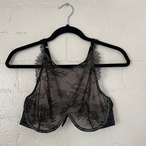 Victorias Secret Very Sexy Chantilly Floral Lace High Neck Unlined Bra Black